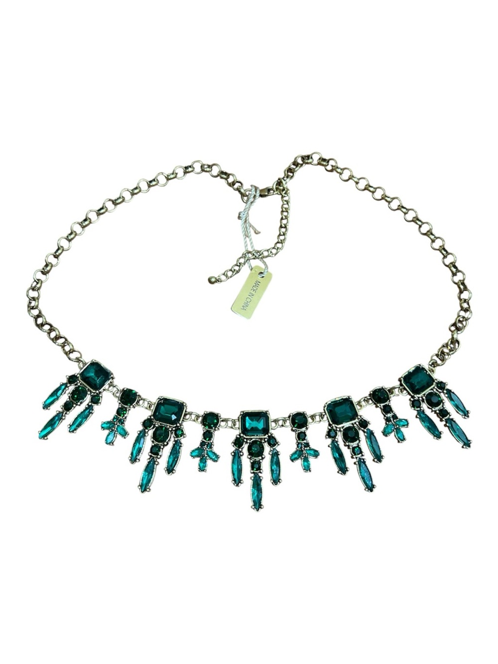 IMAN Green Emerald Rhinestone Statement Necklace NWT